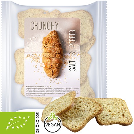 Bio Brot Chips Salz und Pfeffer, ca. 20g vegan, Express Maxi-XL-Tüte mit Etikett