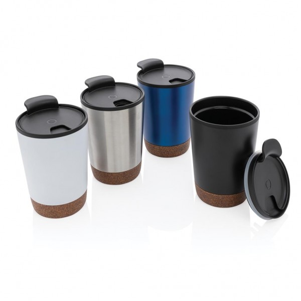 GRS rPP recycelter Edelstahl-Kaffeebecher mit Kork