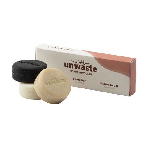 Unwaste Soap Set aus Seife, Peeling und Shampoo