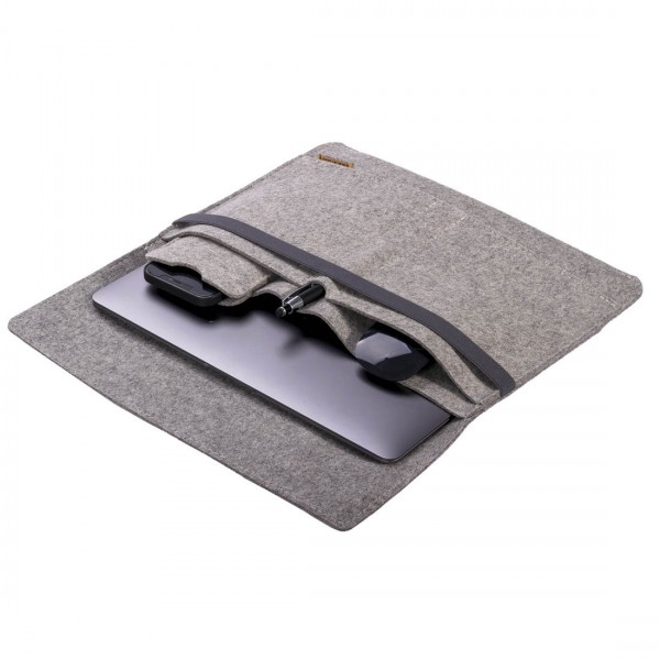 Notebook Tasche OLIVER PLUS Filz mit Einschubfächern und Elastikbandverschluss