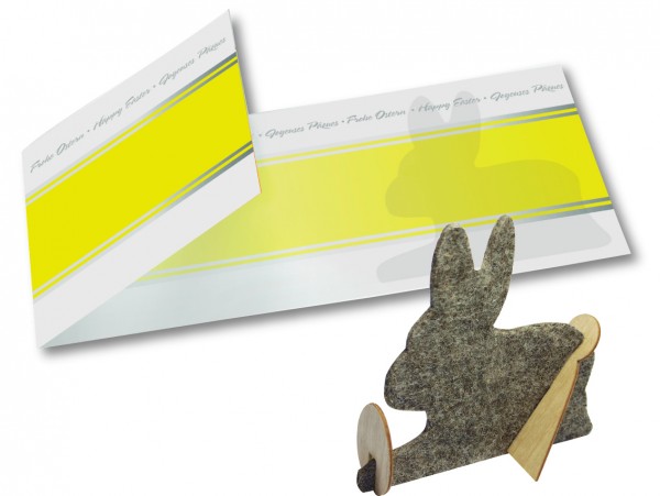 Bastelkarte Hase aus Filz und Holz