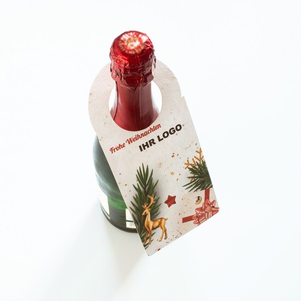 Flaschenanhänger aus Samenpapier mit Weihnachtsmotiven