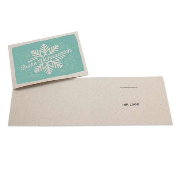 Weihnachtskarte Schneeflocke A6 Querformat verschiedene Papiersorten