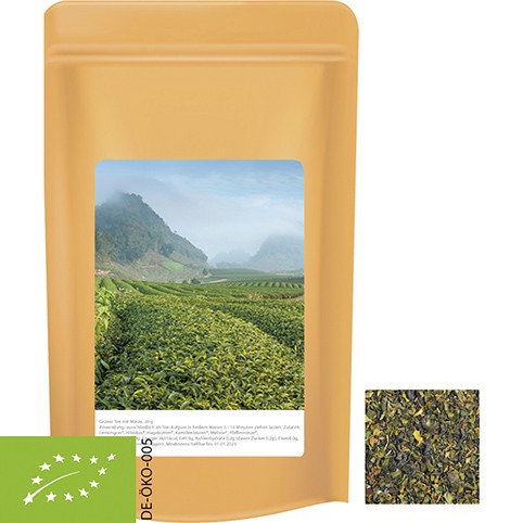 Bio Grüner Tee mit Minze, ca. 30g vegan, Standbeutel Midi
