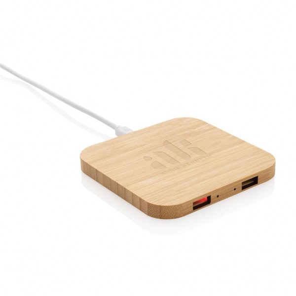 10W Bambus Wireless Charger mit USB