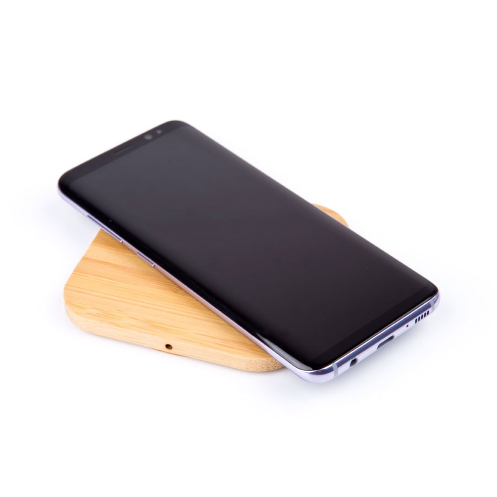 Wireless Charger Bamboo square 5 Wattbambus dunkel