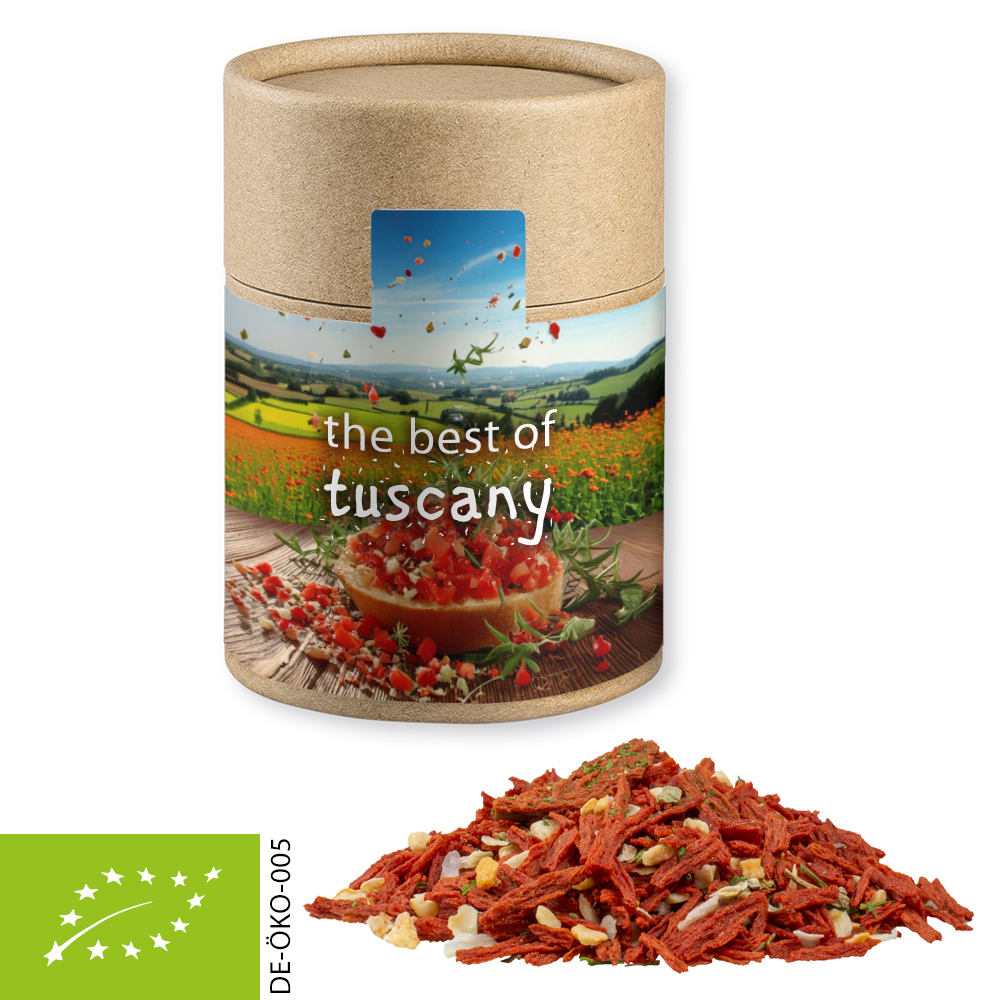 Bio Gewürzmischung Toskanische Bruschetta, ca. 50g, Kraftpapierdose Midi