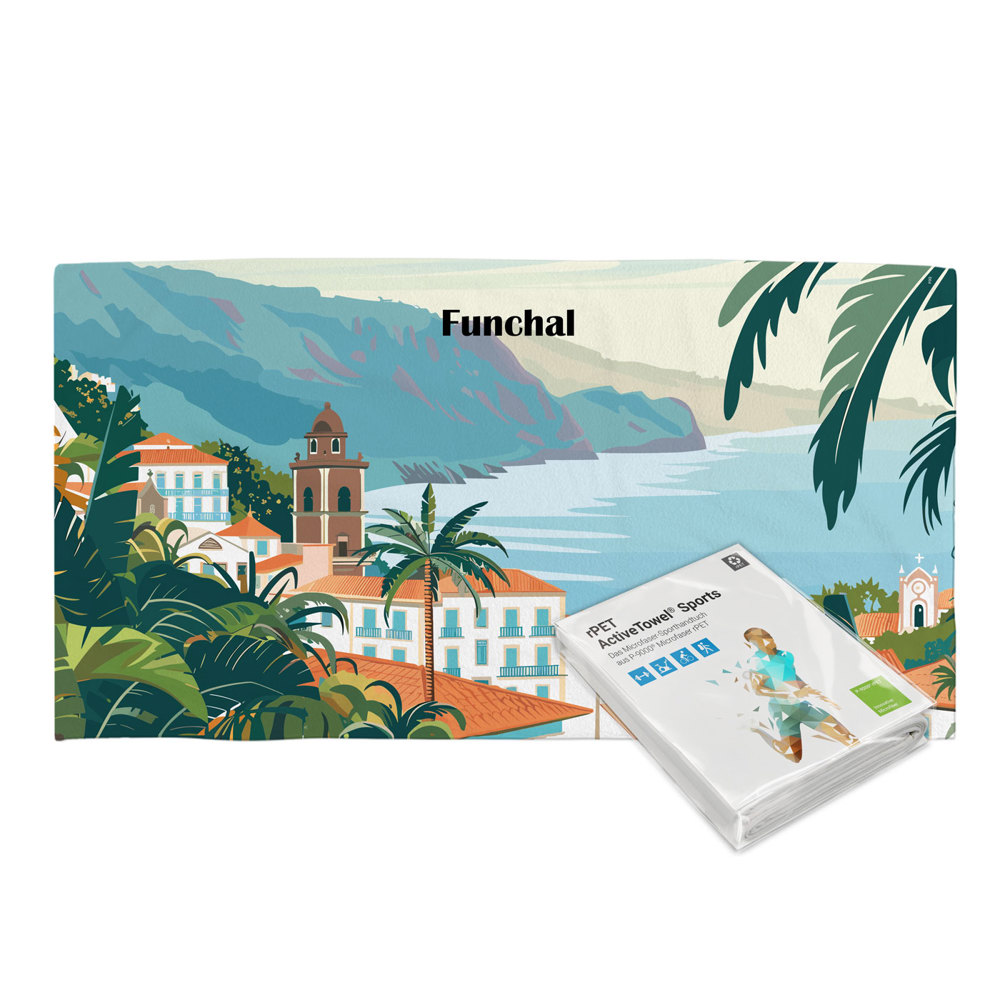 rPET ActiveTowel® Sports 130x70 cm im Polybeutel mit Standard Klappkarte, All-Inclusive-Paket